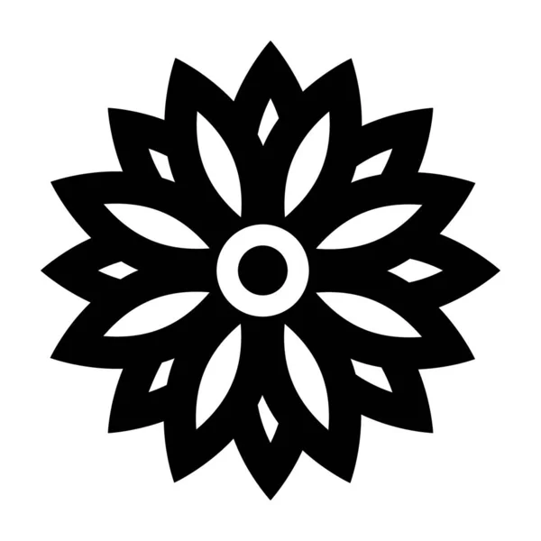Kreisförmige Geometrie Designs Blumenmuster Symbol Glyphen Vektor — Stockvektor