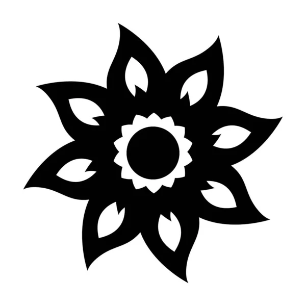Blume Tattoo Symbol Isoliert Auf Weißem Hintergrund — Stockvektor