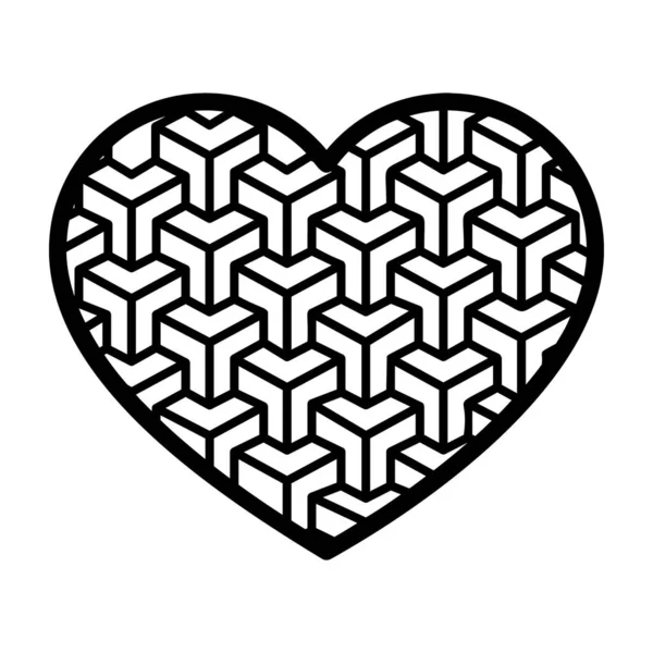 Asian Pattern Design Heart Mandala Solid Icon Vector — 스톡 벡터