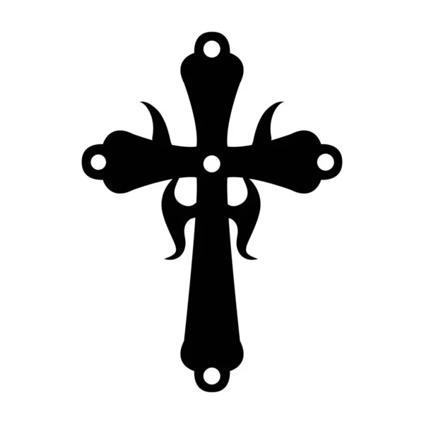Icono Sólido Del Diseño Del Vector Tribal Del Tatuaje Cruzado — Archivo Imágenes Vectoriales