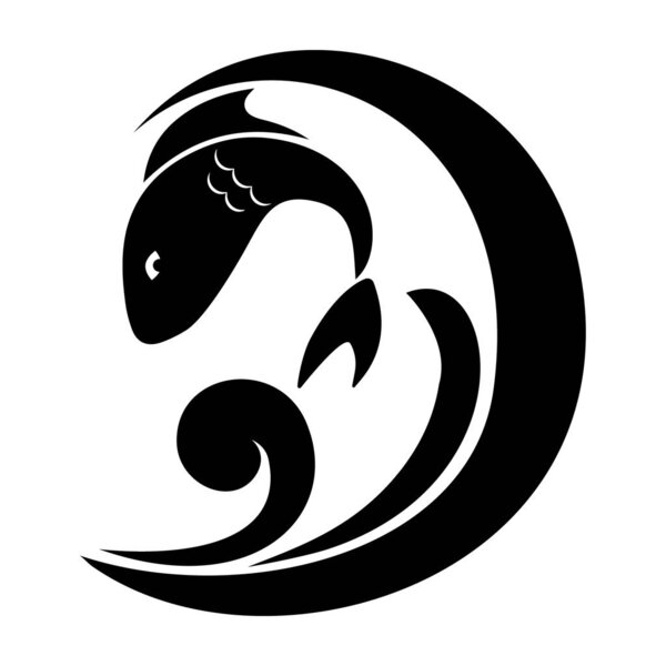 Значок рыбного узора в твердом векторном дизайне
 