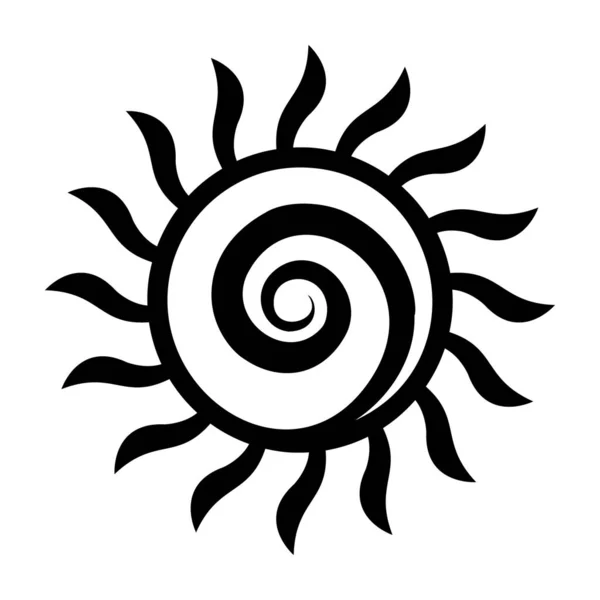 Твердая Икона Геометрического Узором Племенной Вектор Солнца Дизайн — стоковый вектор