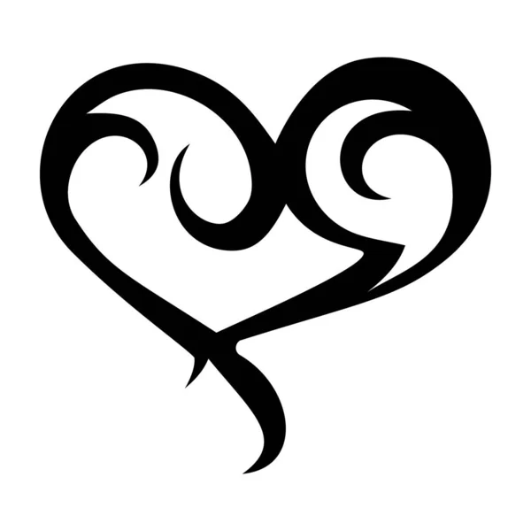 Tribal Hjärta Symbol Tatuering Ikon Fylld Vektor Design — Stock vektor