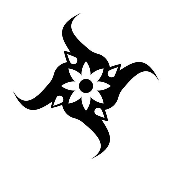 Tribal Blomma Tatuering Ikon Fylld Vektor Design — Stock vektor