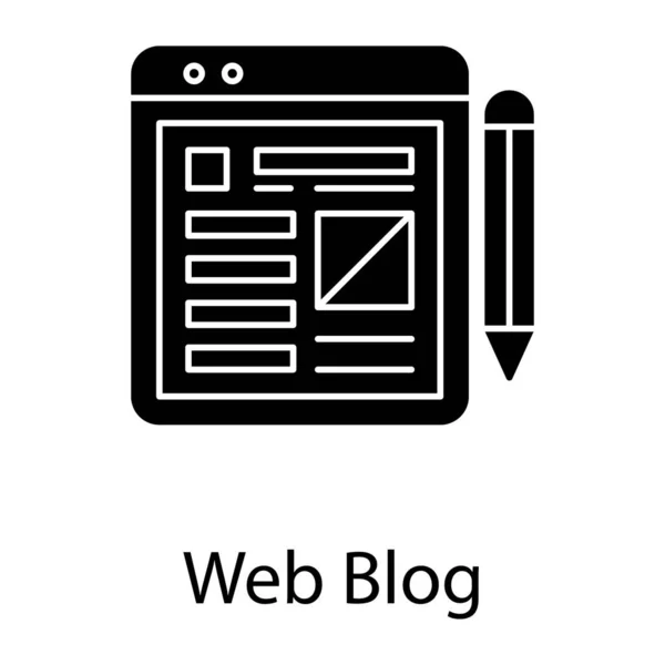 Icono Conceptual Escritura Blogs Diseño Sólido — Archivo Imágenes Vectoriales