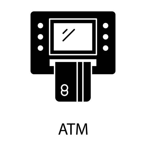 Icono Diseño Sólido Terminal Cajero Automático Pago Recibo Dinero — Vector de stock