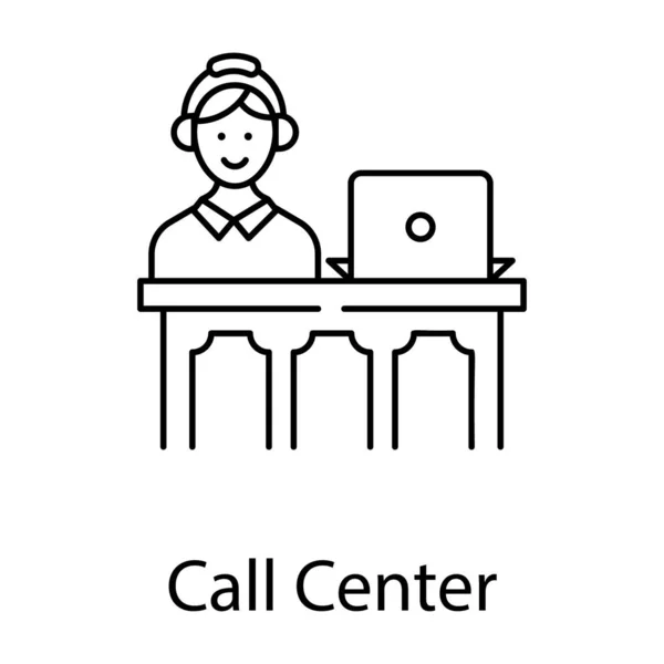 Call Center Ikon Linje Design Vit Bakgrund — Stock vektor