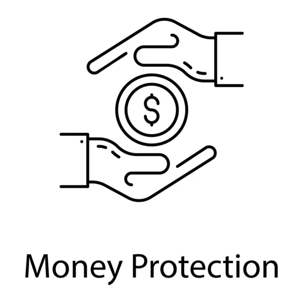 Hand Beschermen Contant Geld Dollar Symbool Geld Bescherming Vector — Stockvector