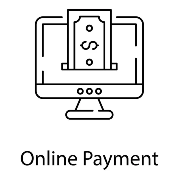 Banknote Monitor Concept Online Payment Icon — ストックベクタ