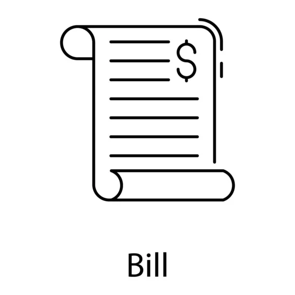 Line Design Icon Bill List Goods Sent Provided Statement Sum — ストックベクタ