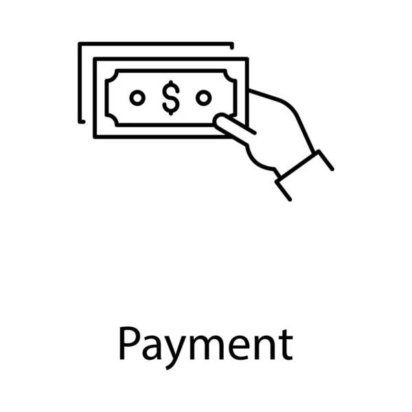 Hand Geven Geld Contante Betaling Pictogram Witte Achtergrond — Stockvector