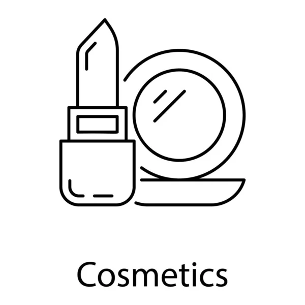 Produk Kosmetik Dekoratif Ikon Makeup Dalam Desain Baris - Stok Vektor