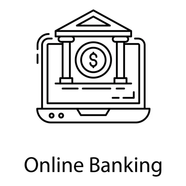 Concept Van Online Bankieren Open Notebook Met Symbool Van Bank — Stockvector