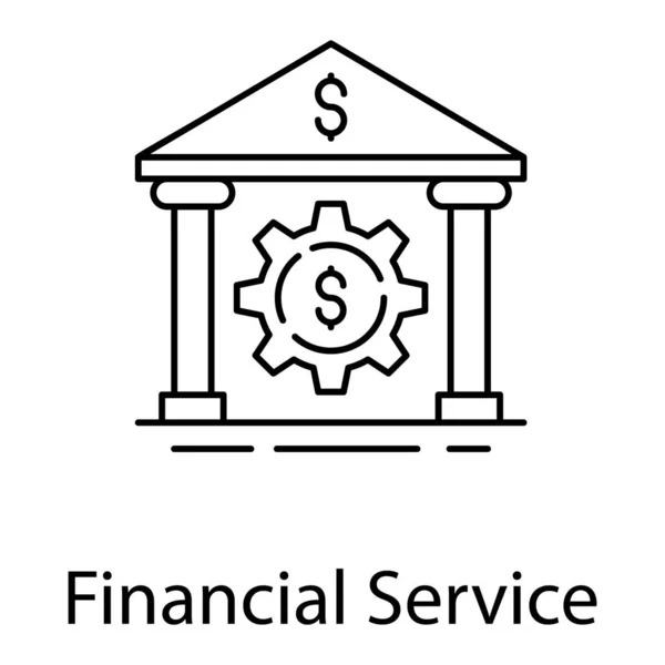 Gear Bank Building Depicting Financial Service Icon — Stock Vector