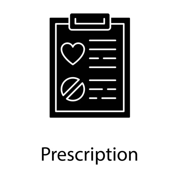 Informe Médico Icono Prescripción Diseño Sólido — Vector de stock