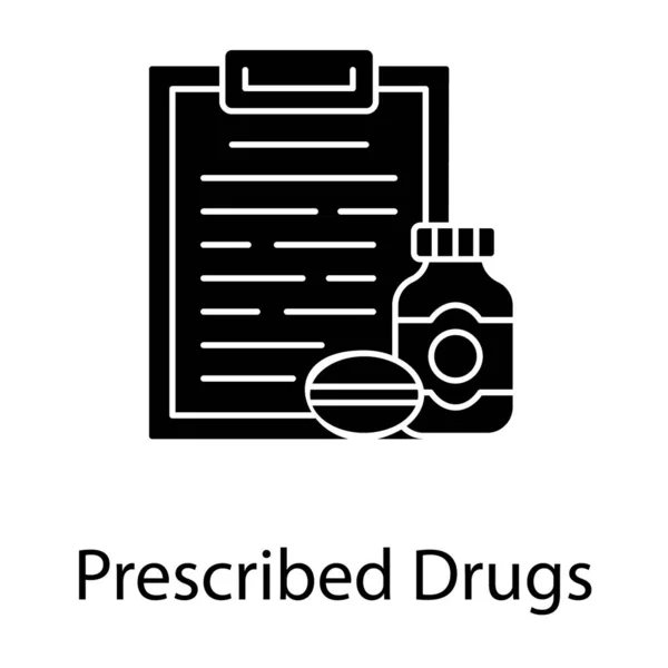 Prescrição Com Medicamentos Jar Ícone Design Glifo Prescrito —  Vetores de Stock