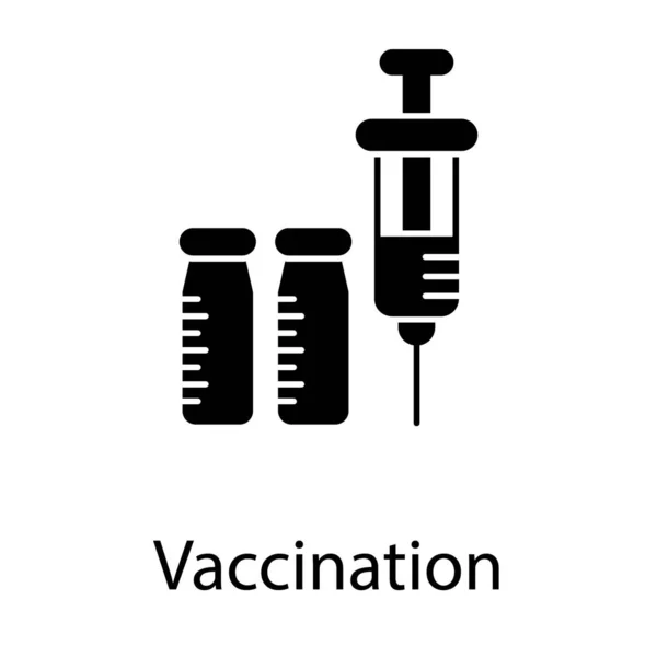 Injectie Met Oplossing Fles Vector Glyph Ontwerp — Stockvector