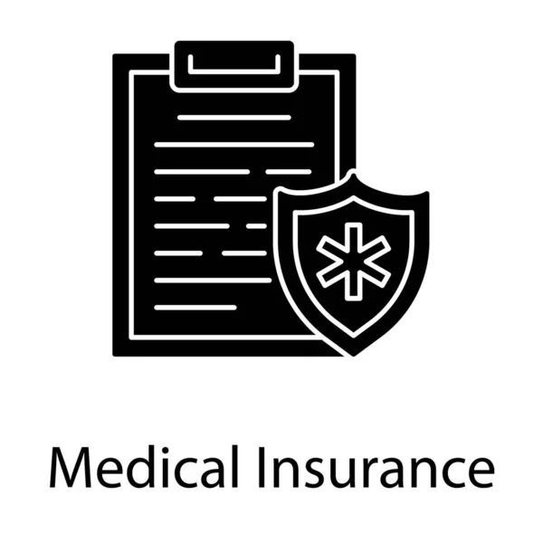 Relatório Médico Com Escudo Ícone Seguro Médico — Vetor de Stock