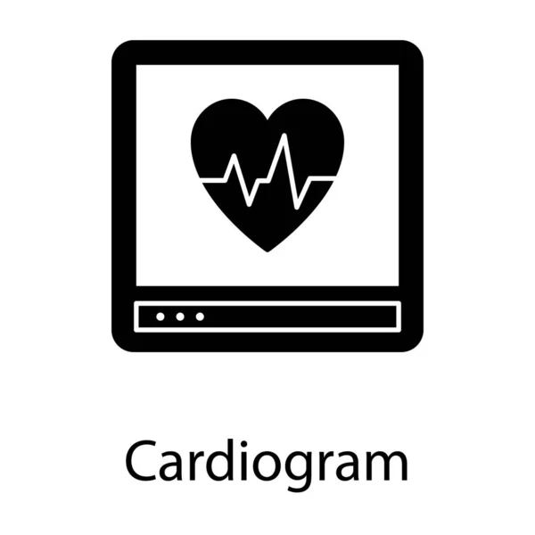 Online Καρδιά Έννοια Του Καρδιογραφήματος Εικονίδιο Στο Στερεό Σχεδιασμό — Διανυσματικό Αρχείο