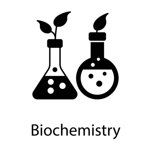 Концепция Химической Фляжки Твердой Конструкции Иконы Биохимии — стоковый вектор