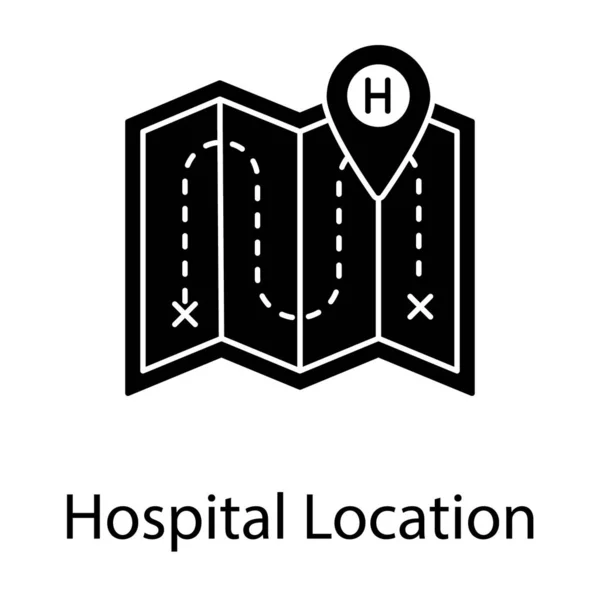 Mappa Con Simbolo Dell Ospedale Concerto Sulla Posizione Dell Ospedale — Vettoriale Stock