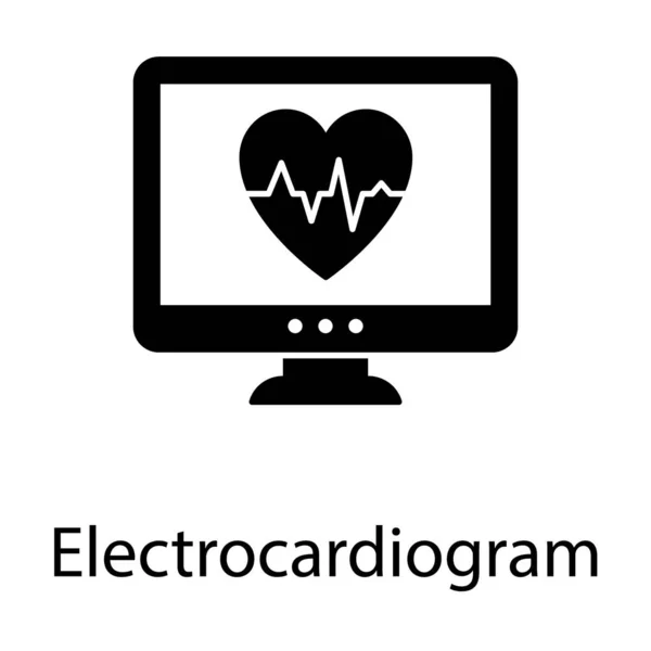 Heartbeat Concepto Monitor Del Icono Del Cardiograma Diseño Sólido — Archivo Imágenes Vectoriales