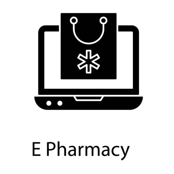 Логотип Аптеки Сумці Всередині Концепції Ноутбука Значка Електронної Аптеки — стоковий вектор