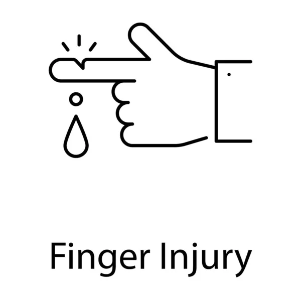 Finger Mit Bluttropfen Fingerverletzung Ikone Liniendesign — Stockvektor
