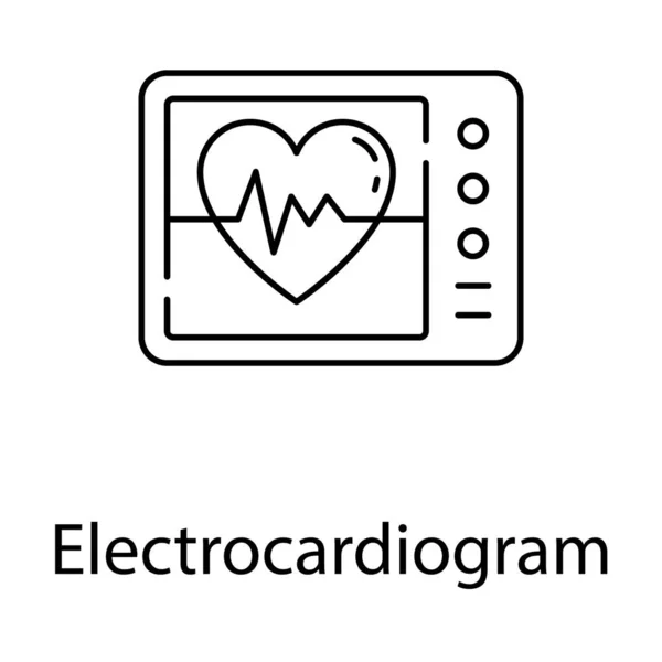 Online Heartbeat Concept Cardiogram Icon Line Design — Stock Vector