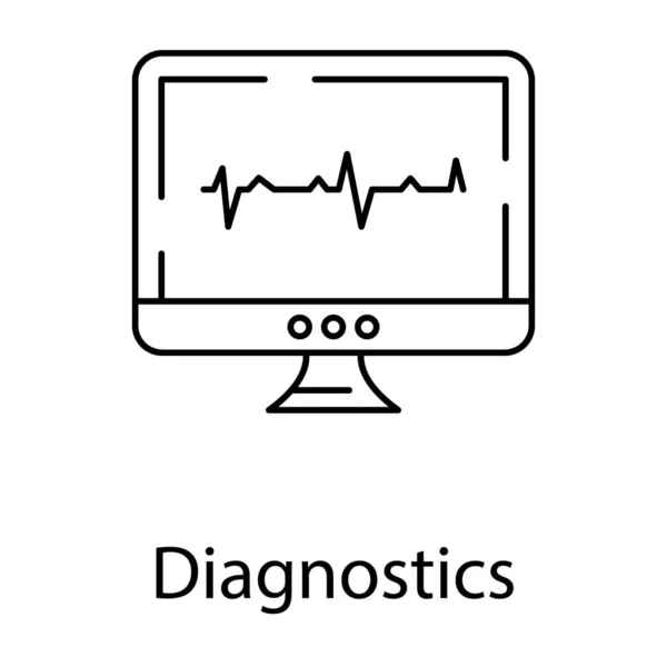 Online Heartbeat Concept Cardiogram Icon Line Design — Stock Vector