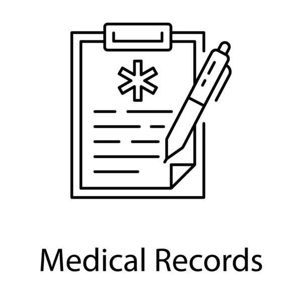 Portapapeles Con Lápiz Diseño Línea Iconos Historial Médico — Vector de stock