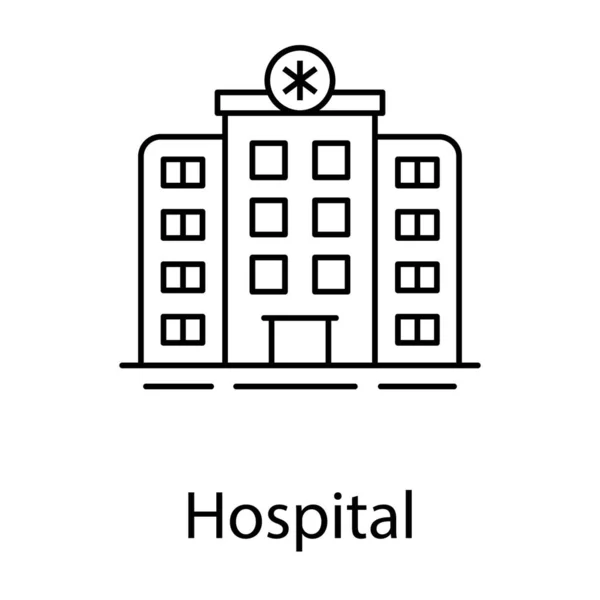 Hospital Building Line Icoon Ontwerp Witte Achtergrond — Stockvector