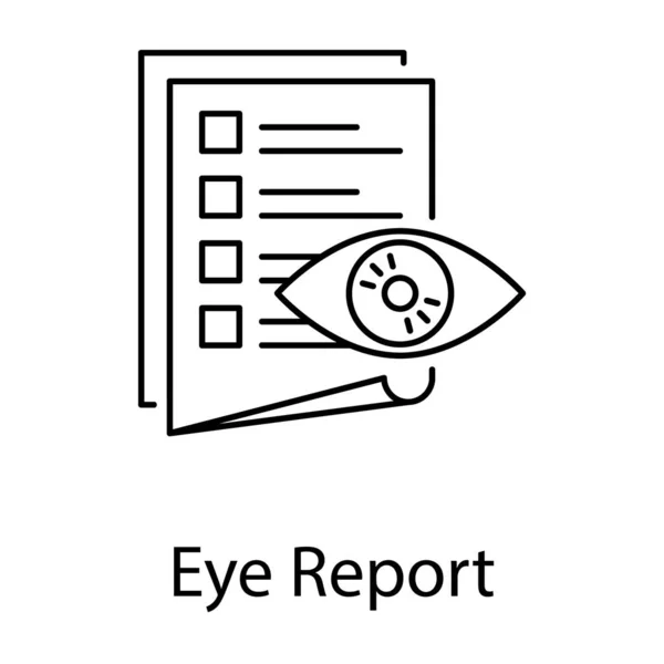Auge Mit Ärztlichem Bericht Augenzeugensymbol Liniendesign — Stockvektor