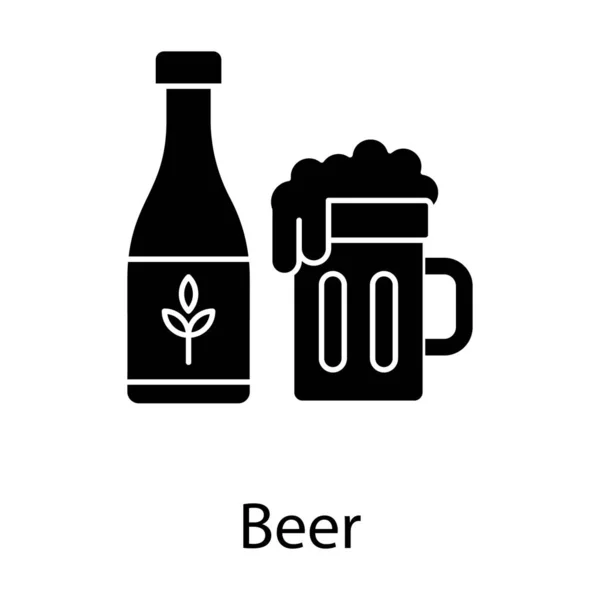 Cerveza Stein Vector Perfecto Para Bar Estilo Glifo — Archivo Imágenes Vectoriales