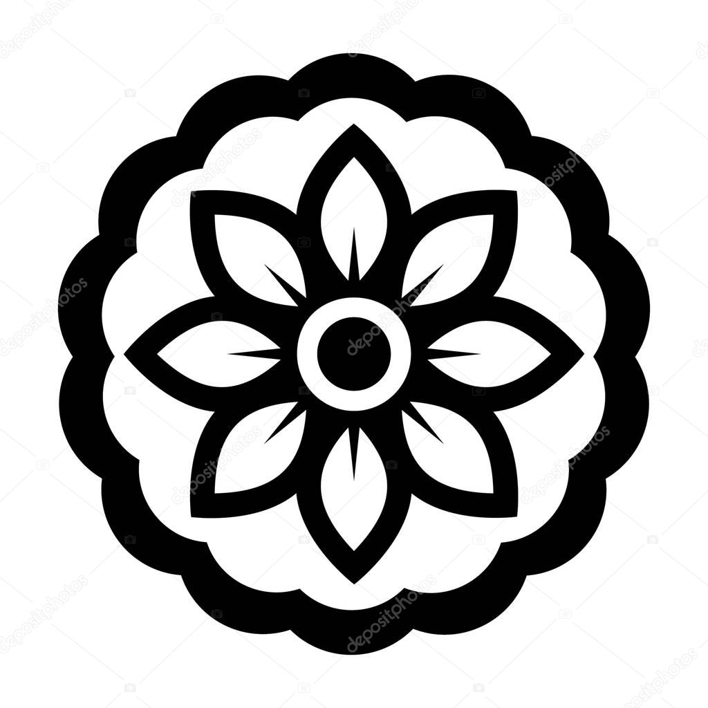 Circular geometry designs, flower pattern icon in glyph vector 