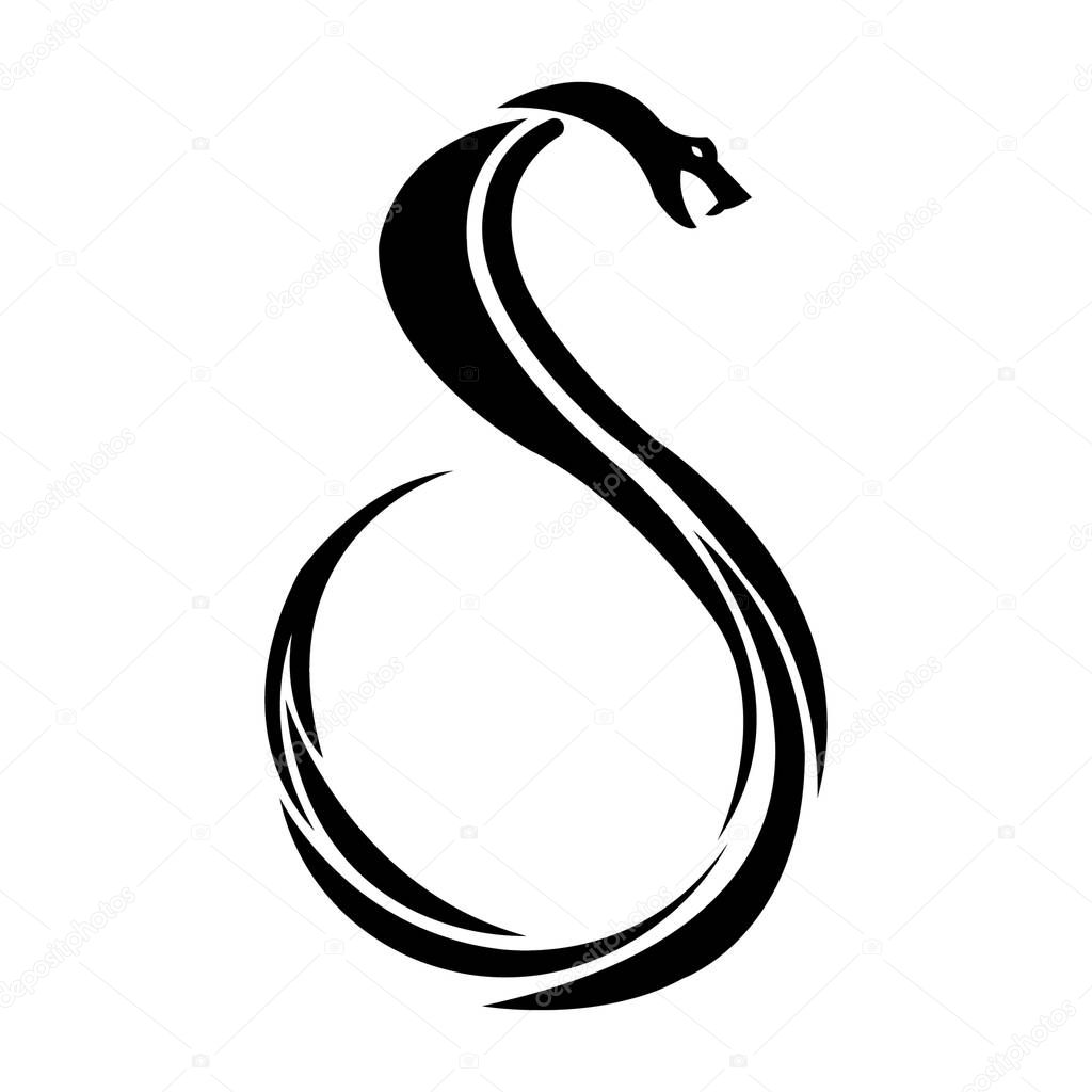 Animal tattoo style, snake symbol icon in glyph design 