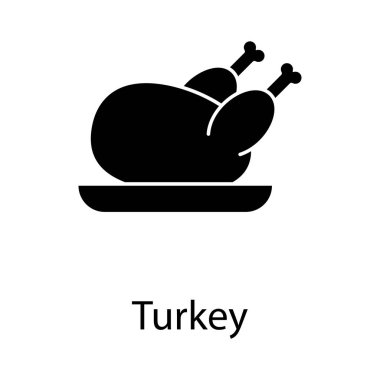 Lezzetli tavuk eti, kızarmış hindi ikonu.