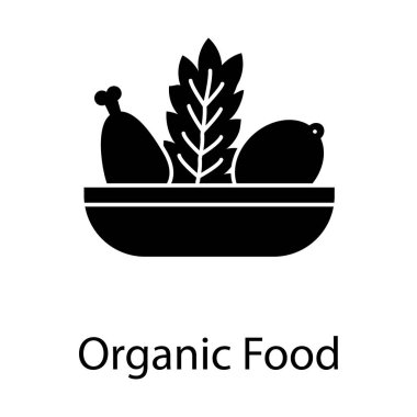 Gıda sepetindeki sağlıklı beslenme şekli glifteki organik yiyecekleri gösteriyor.