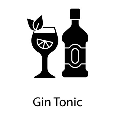 Buzlu kokteyl bardağı, cin tonik katı simgesi.
