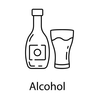 Brendi şişeli bir bardak alkol, bar ve kulüpler için serin bir ikon.