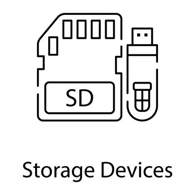 Satır tasarımında depolama aygıtları vektörü 
