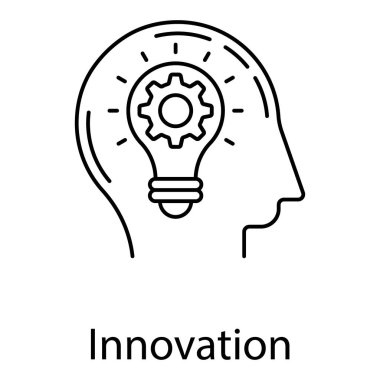 Zihnin içindeki ampul parlak fikir çizgisi tasarımını tasvir ediyor..