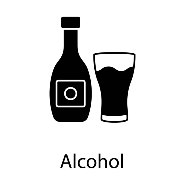 Verre Alcool Avec Bouteille Brandy Icône Cool Pour Bar Clubs — Image vectorielle