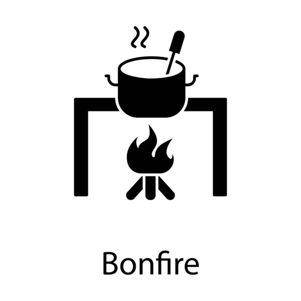 Icône Cuisine Extérieure Glyphe Vecteur Concept Feu Joie — Image vectorielle