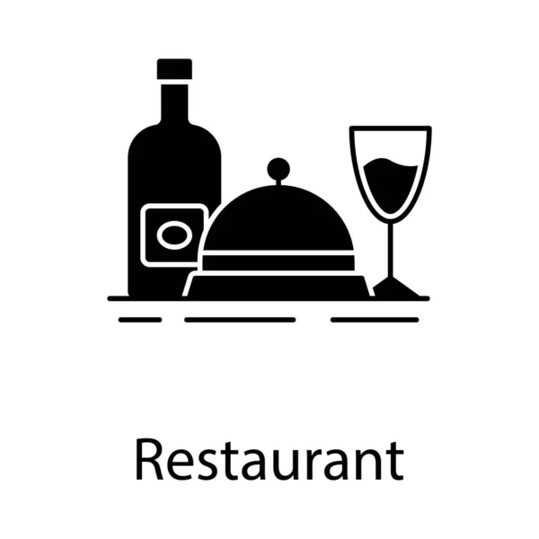 Comida Saludable Sólido Icono Del Restaurante — Vector de stock