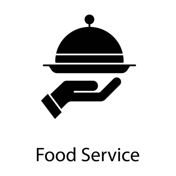 Cloche Mano Icono Del Glifo Servicio Alimentos — Vector de stock