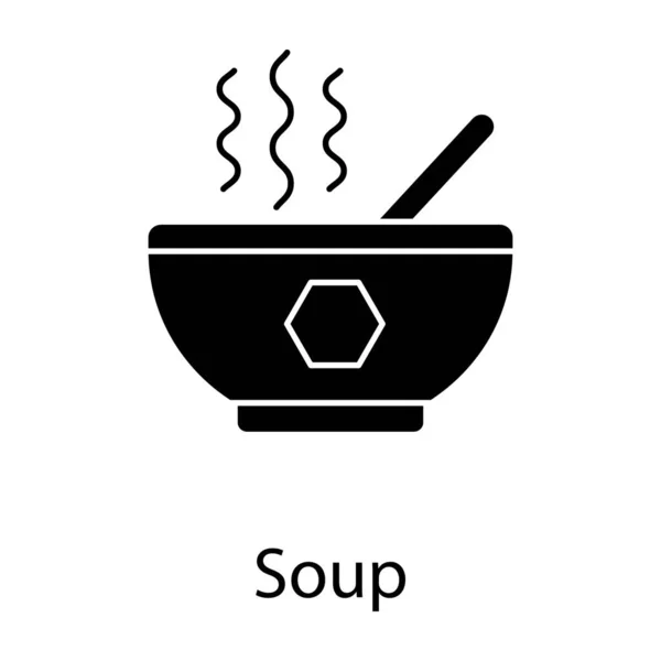 Μπολ Ζεστή Σούπα Στο Εικονίδιο Glyph — Διανυσματικό Αρχείο