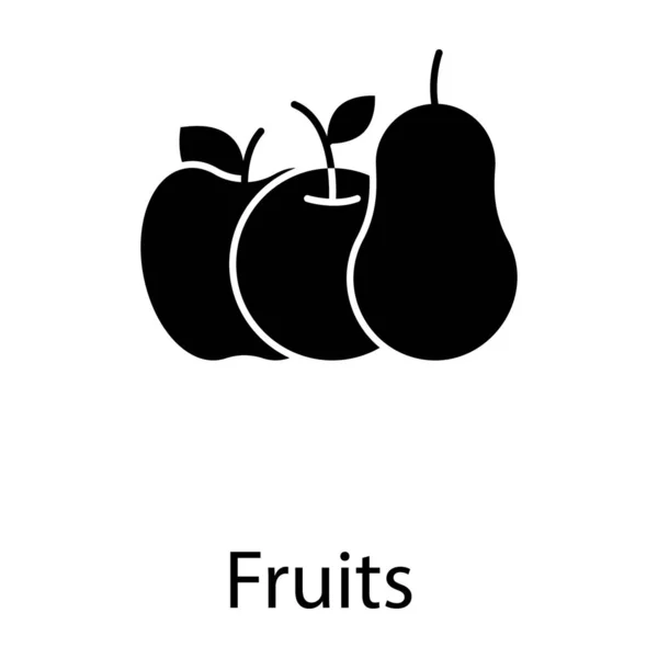 Una Dieta Saludable Frutas Glifo Icono Vector — Vector de stock