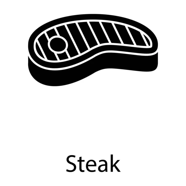 Rohe Fleischscheiben Steak Solide Symbol — Stockvektor