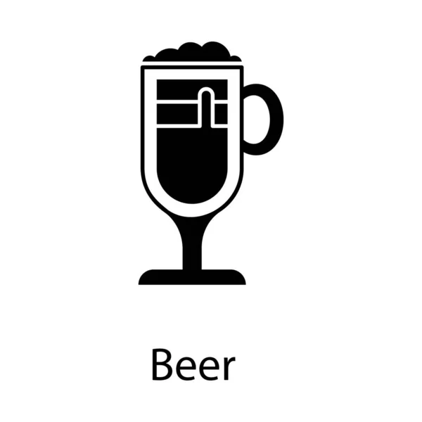 Vetor Cerveja Stein Perfeito Para Bar Estilo Glifo — Vetor de Stock